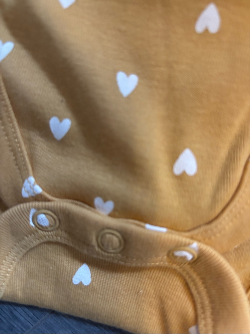 Mustard Heart Print Long-Sleeve Baby One-Piece - Picture 3 of 3